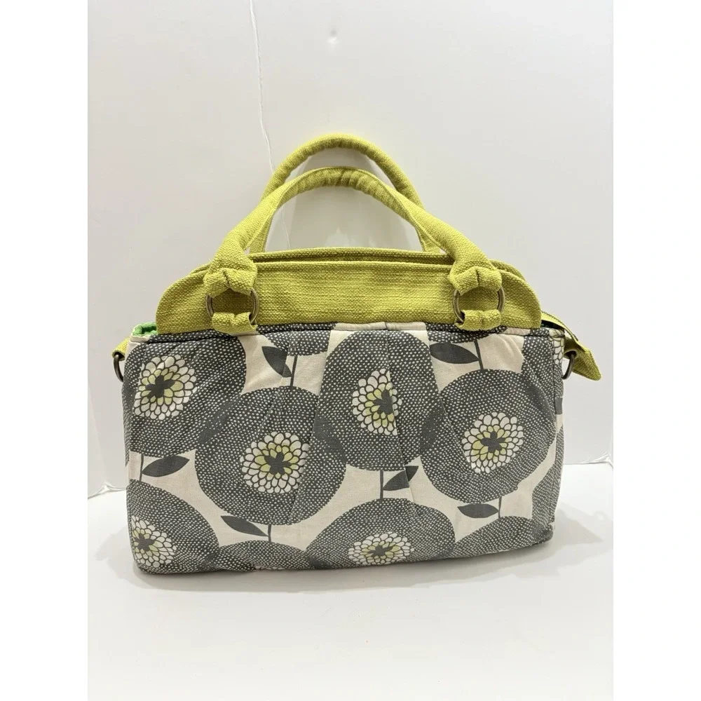 Ketti Large Green Beige Floral Fall Leaf Fabric‎ Shoulder Camera Bag